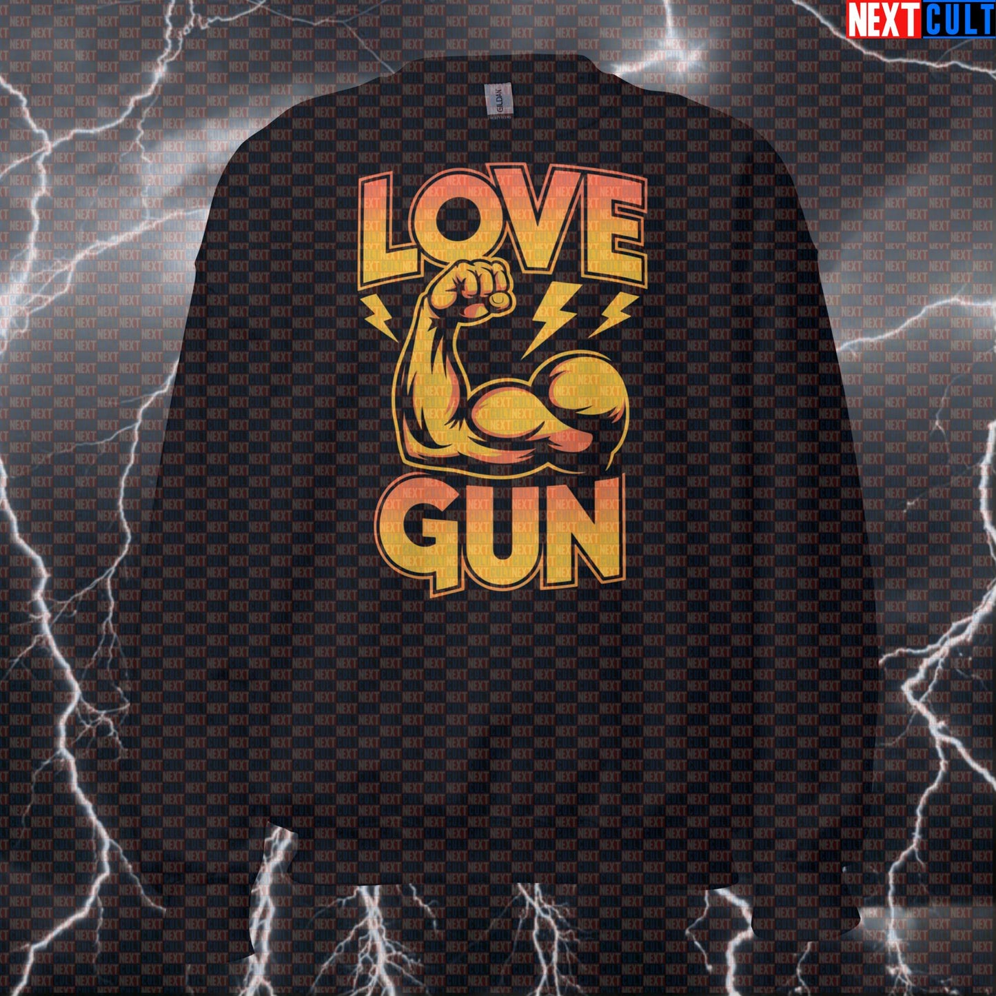 Love Gun Big Biceps Funny Gym Sweatshirt - KISS Rock Music Jumper Pump Cover Pullover For Lifters Sweatshirts Bodybuilding Fitness Gym KISS Pump Cover Rock Music Workout Next Cult Brand