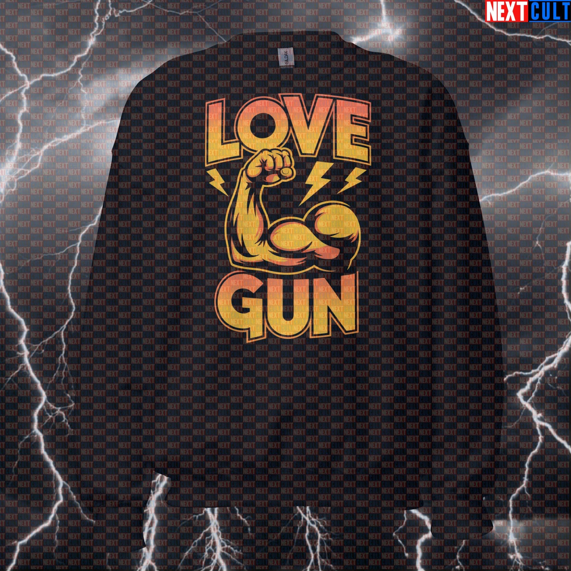 Love Gun Big Biceps Funny Gym Sweatshirt - KISS Rock Music Jumper Pump Cover Pullover For Lifters Sweatshirts Bodybuilding Fitness Gym KISS Pump Cover Rock Music Workout Next Cult Brand