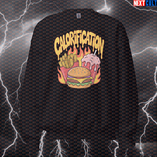 Calorification Funny Gym Sweatshirt - Red Hot Chili Peppers Meme Pullover Jumper Bulking Pump Cover Sweatshirts Bodybuilding Bulking Fast Food Fitness Gym Pump Cover Red Hot Chili Peppers Rock Music Workout Next Cult Brand