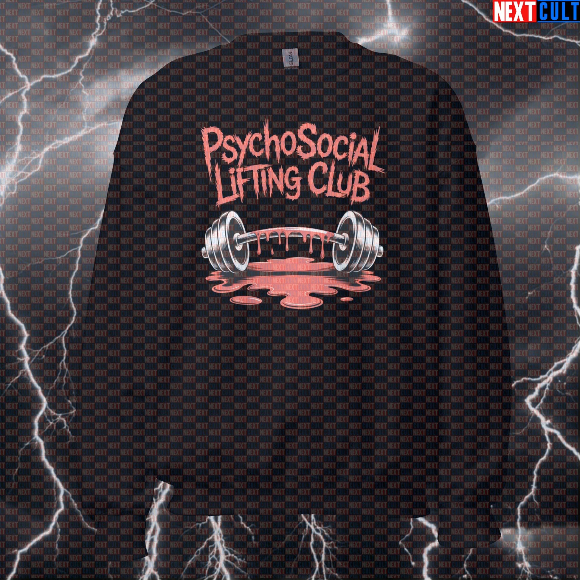 Psychosocial Lifting Club Funny Gym Sweatshirt - Heavy Metal Lifting Pullover Jumper Pump Cover Sweatshirts Bodybuilding Fitness Gym Powerlifting Pump Cover Rock Music Slipknot Workout Next Cult Brand