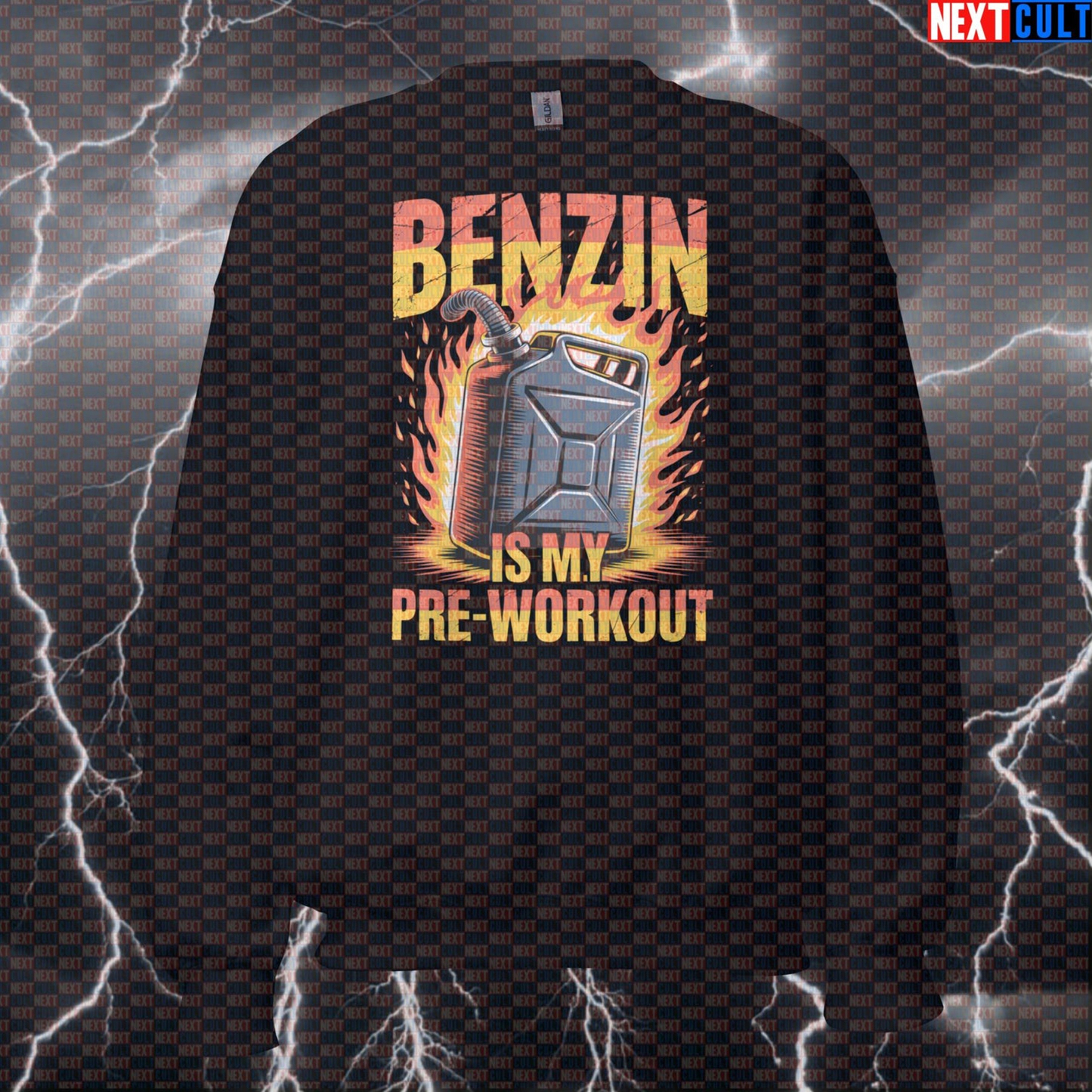 Benzin Is My Preworkout Funny Gym Sweatshirt - Rammstein Fuel Jumper Pullover Pump Cover For Lifters Sweatshirts Bodybuilding Fitness Gym Pump Cover Rammstein Rock Music Workout Next Cult Brand