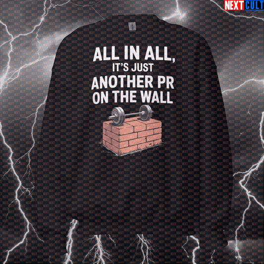 All In All Its Just Another PR On The Wall Funny Gym Sweatshirt - Pink Floyd Meme Jumper Pullover Pump Cover Sweatshirts Bodybuilding Fitness Gym Pink Floyd Powerlifting Pump Cover Rock Music Workout Next Cult Brand