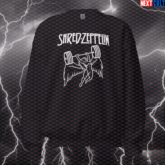 Shred Zeppelin Funny Gym Sweatshirt - Led Zeppelin Rock Meme Pullover Jumper Pump Cover Sweatshirts Bodybuilding Fitness Gym Led Zeppelin Powerlifting Pump Cover Rock Music Workout Next Cult Brand