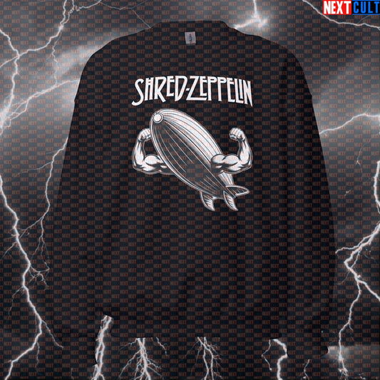 Shred Zeppelin Funny Gym Sweatshirt - Rock Music Meme Pullover Jumper Pump Cover for Lifters Sweatshirts Bodybuilding Fitness Gym Led Zeppelin Pump Cover Rock Music Workout Next Cult Brand