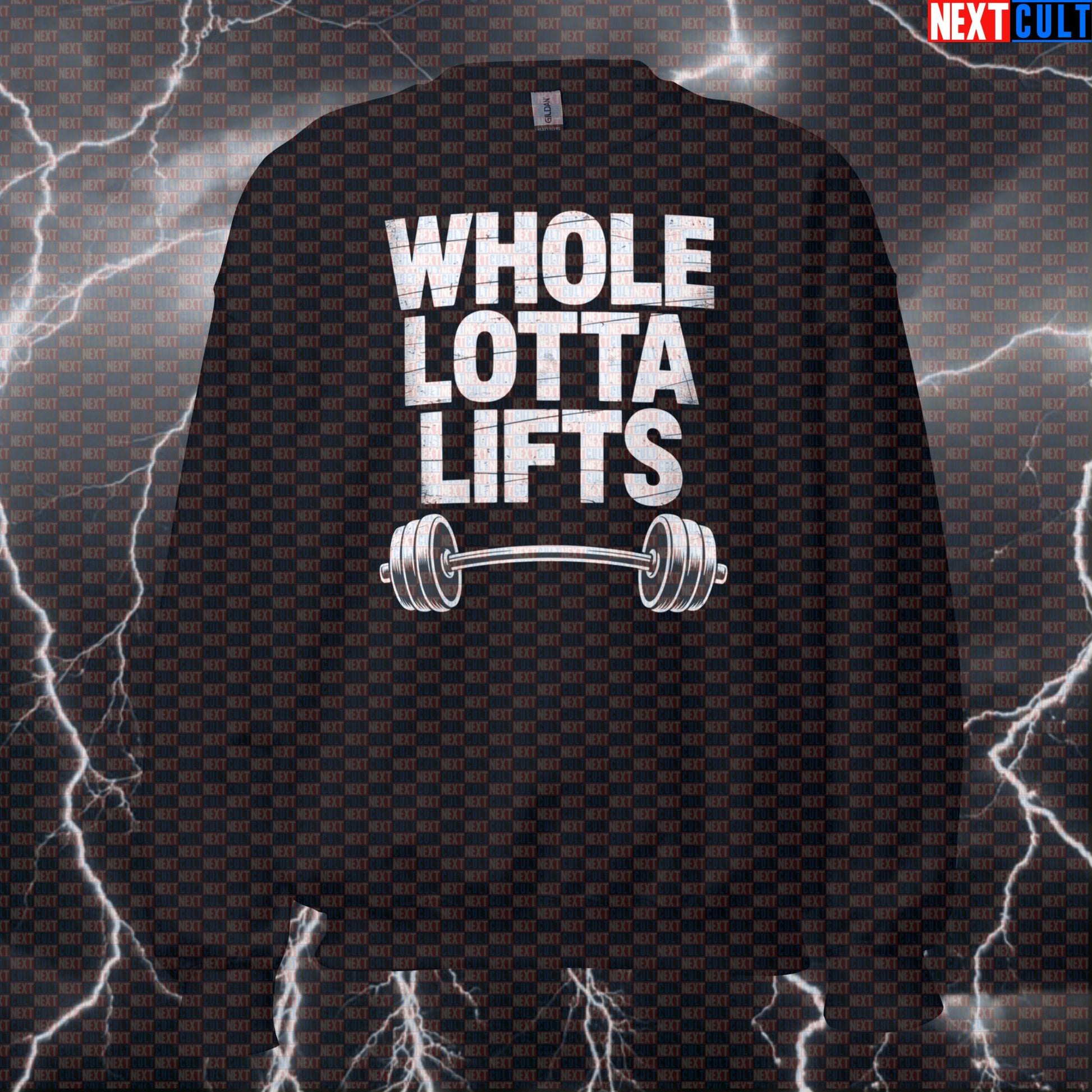 Whole Lotta Lifts Funny Gym Sweatshirt - Led Zeppelin Rock Music Jumper Pullover Pump Cover Sweatshirts Bodybuilding Fitness Gym Led Zeppelin Powerlifting Pump Cover Rock Music Workout Next Cult Brand