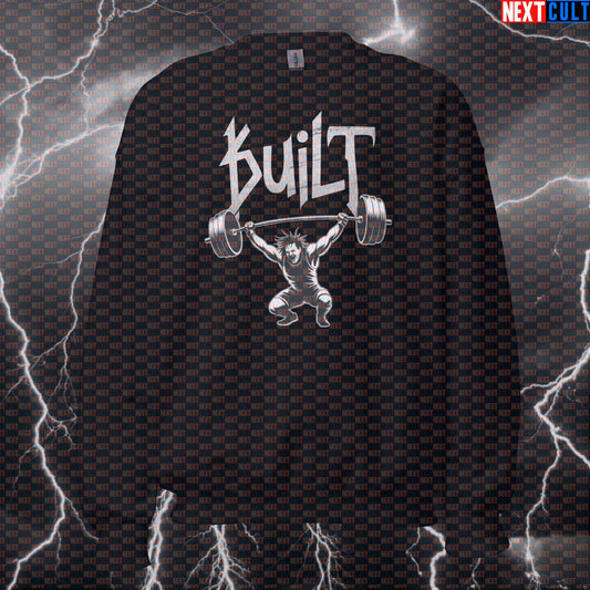 Built For The Gym Funny Korn Sweatshirt - Metal Weightlifting Meme Jumper Pullover Pump Cover Sweatshirts Bodybuilding Fitness Gym Korn Powerlifting Pump Cover Rock Music Workout Next Cult Brand