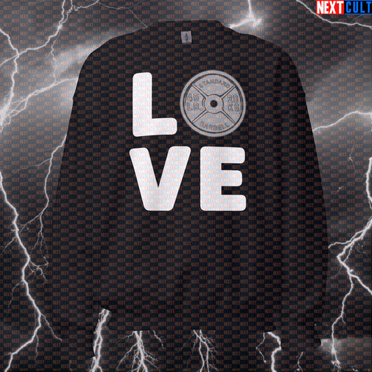 I Love Weights Funny Valentine's Day Gym Sweatshirt - Gym Lover Workout Jumper Pump Cover Pullover Sweatshirts Bodybuilding Fitness Gym Powerlifting Pump Cover Valentine's Day Workout Next Cult Brand