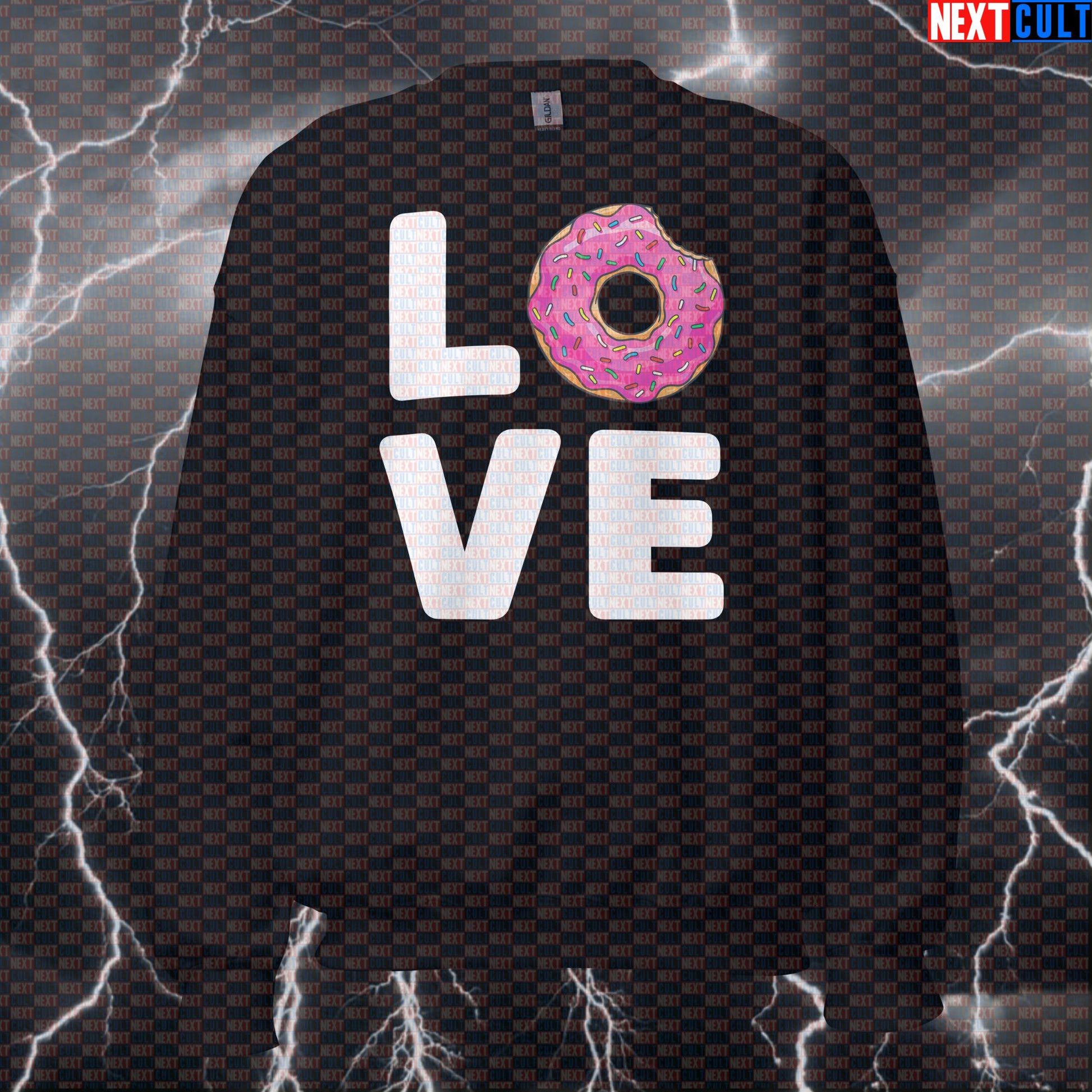 I Love Donuts Funny Gym Sweatshirt - Valentine's Day Fitness Jumper Pullover Donut Pump Cover Sweatshirts Bodybuilding Bulking Donuts Fast Food Fitness Gym Pump Cover Valentine's Day Workout Next Cult Brand