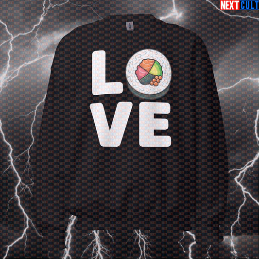 Loving Sushi & Lifting Funny Gym Sweatshirt | Foodie Workout Pullover Sweatshirts Bodybuilding Bulking Fast Food Fitness Gym Pump Cover Valentine's Day Workout Next Cult Brand