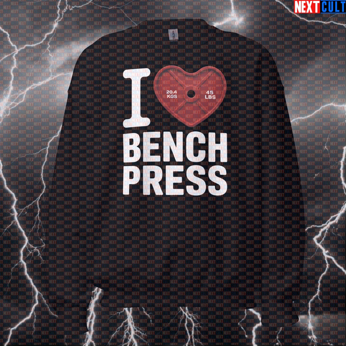 I Love Bench Press Gym Sweatshirt | Funny Bench Press Meme Crewneck For Chest Training Sweatshirts Bodybuilding Fitness Gym Powerlifting Pump Cover Valentine's Day Workout Next Cult Brand