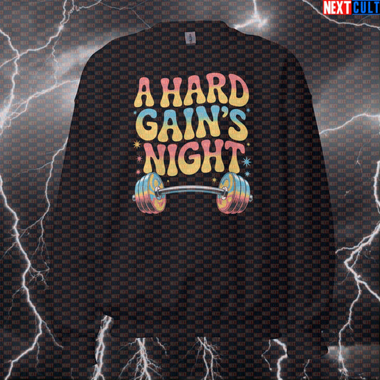 A Hard Gains Night Funny Gym Sweatshirt - Beatles Rock Music Meme Pullover Jumper Pump Cover Sweatshirts Bodybuilding Fitness Gym Powerlifting Pump Cover Rock Music The Beatles Workout Next Cult Brand