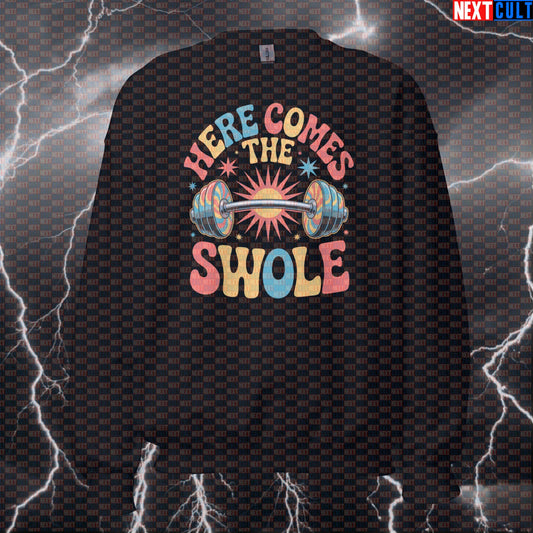 Here Comes The Swole Funny Gym Sweatshirt - Beatles-Inspired Jumper Pullover Pump Cover For Lifters Sweatshirts Bodybuilding Fitness Gym Pump Cover Rock Music The Beatles Workout Next Cult Brand