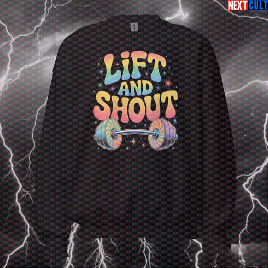 Lift And Shout Funny Gym Sweatshirt - Beatles Rock Music Meme Jumper Pullover Pump Cover Sweatshirts Bodybuilding Fitness Gym Powerlifting Pump Cover Rock Music The Beatles Workout Next Cult Brand