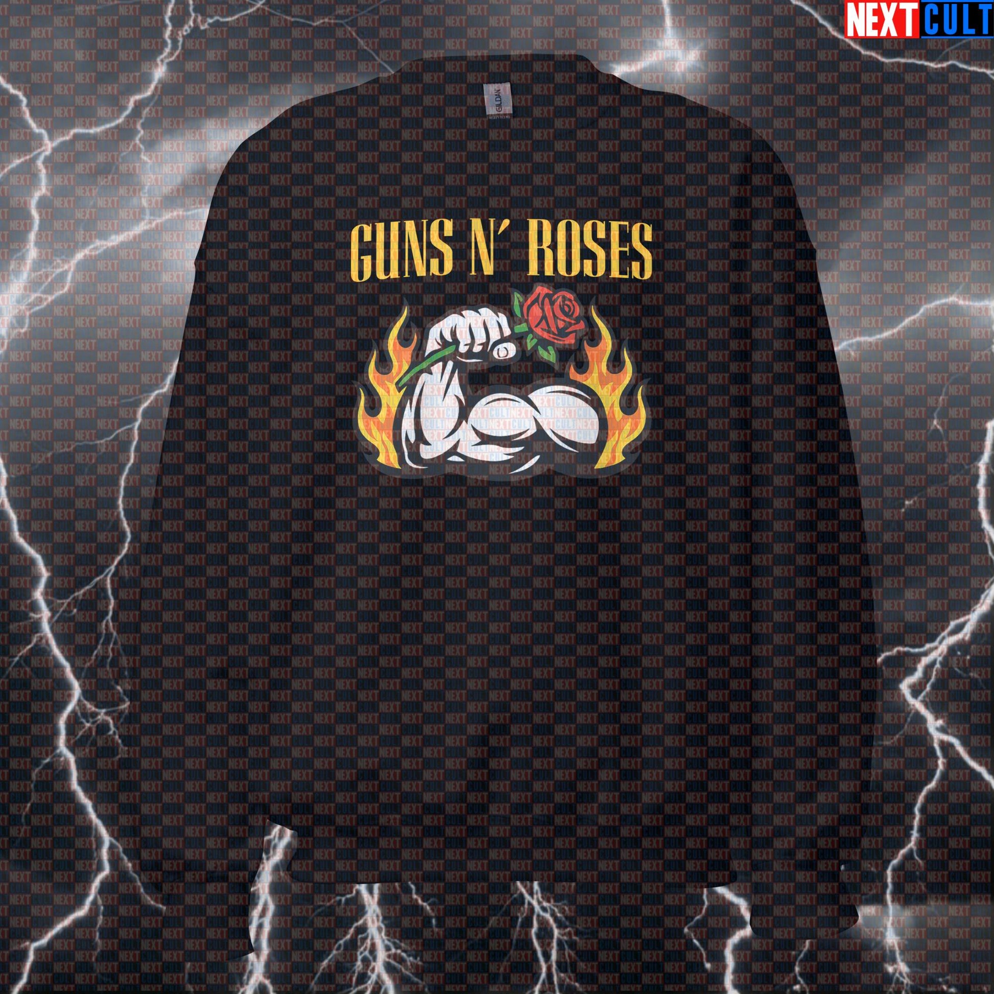 Big Guns Rock Gym Sweatshirt Funny Lifting Crewneck for Lifters Who Love Rock Music, Big Arms and Gains Sweatshirts Bodybuilding Fitness Guns N' Roses Gym Pump Cover Rock Music Workout Next Cult Brand