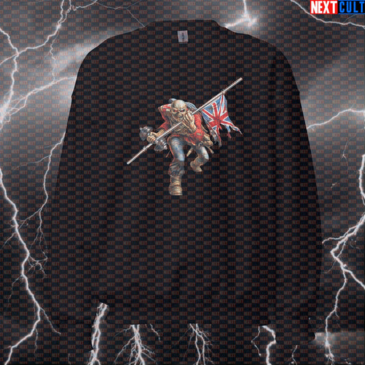 Gym Trooper “Trooper Eddie Heavy Metal Parody” Funny Workout Sweatshirt for Rock-Loving Lifters & Powerlifting Gains Sweatshirts Next Cult Brand