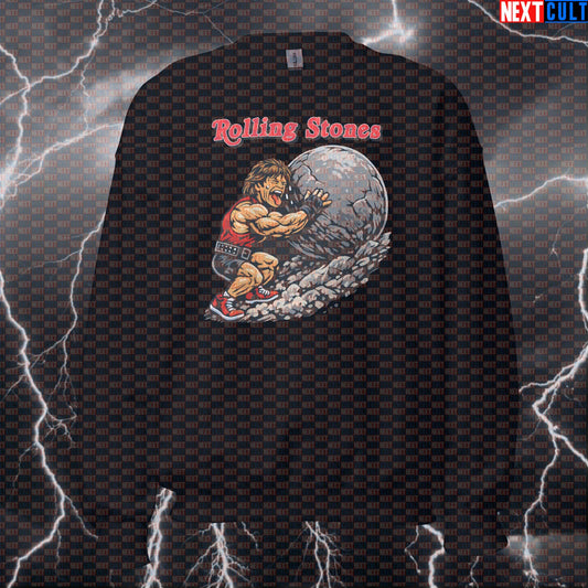 Rolling Stones Strongman Atlas Stone Rock Music Funny Gym Sweatshirt for Bodybuilding, Powerlifting, Fitness & Gains Fitness Gym Pump Cover Rock Music Strongman The Rolling Stones Workout Next Cult Brand