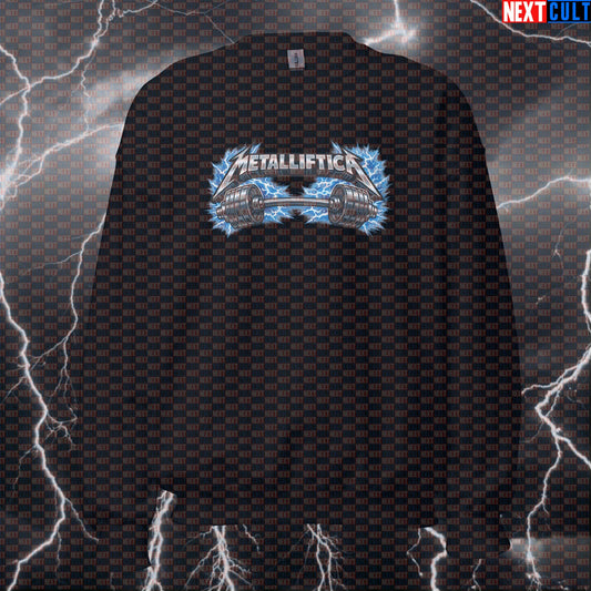 Metalliftica Metallica Heavy Metal Funny Gym Sweatshirt — Rock Music Bodybuilding & Powerlifting Meme Crewneck for Lifters Sweatshirts Next Cult Brand