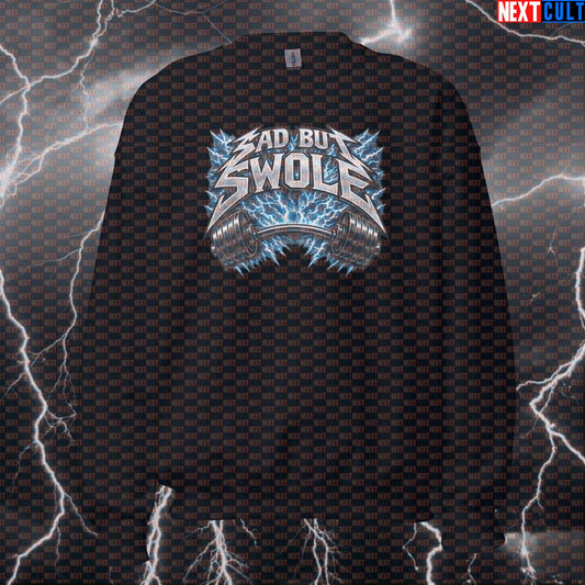 Sad But Swole Metallica Rock Music Funny Gym Sweatshirt — Bodybuilding & Powerlifting Meme Crewneck for Fitness Lifters Sweatshirts Next Cult Brand