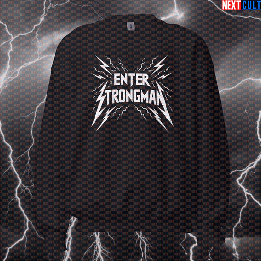 Enter Strongman Funny Gym Sweatshirt Crewneck Pump Cover Pullover Sweater for Lifters Metal Music Strongman Fans Fitness Gym Metallica Pump Cover Rock Music Strongman Workout Next Cult Brand