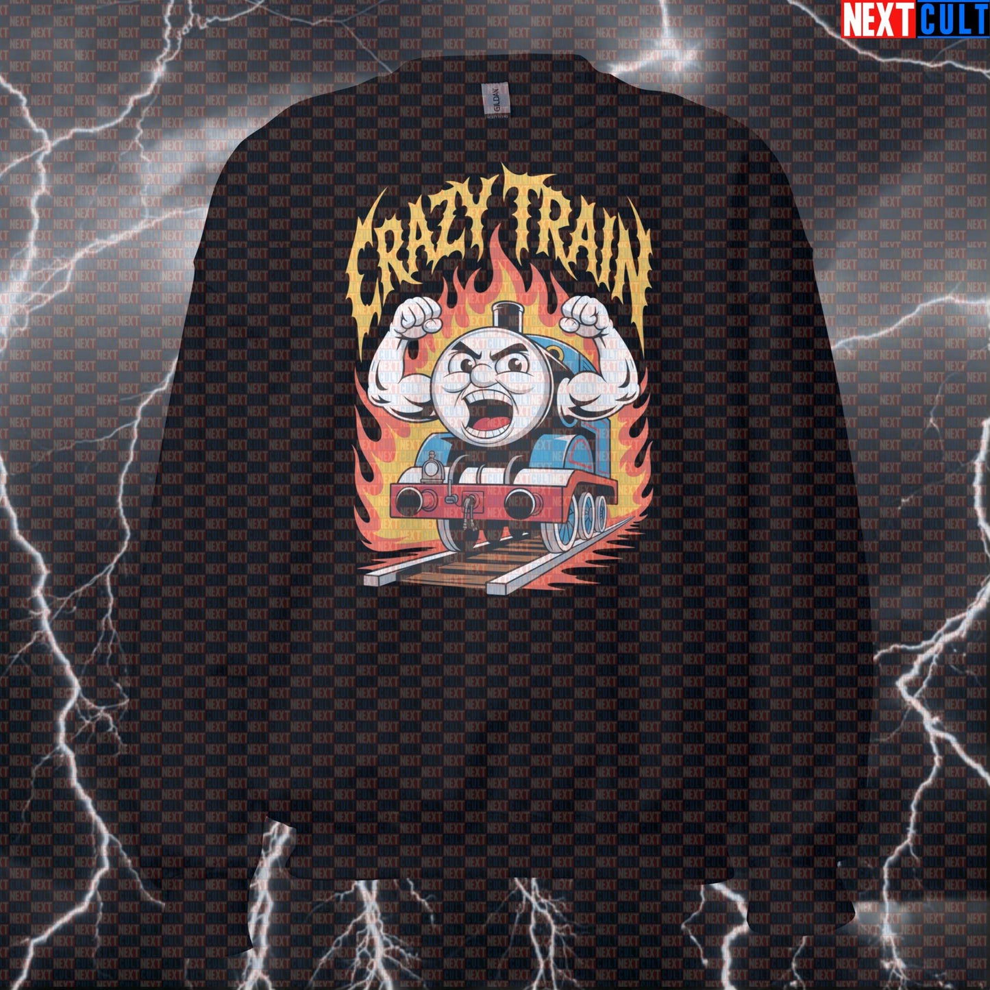 Crazy Train Funny Gym Sweatshirt Crewneck Pump Cover Pullover Sweater for Lifters Ozzy Metal Fans Bodybuilding Fitness Gym Ozzy Osbourne Powerlifting Pump Cover Rock Music TV Workout Next Cult Brand