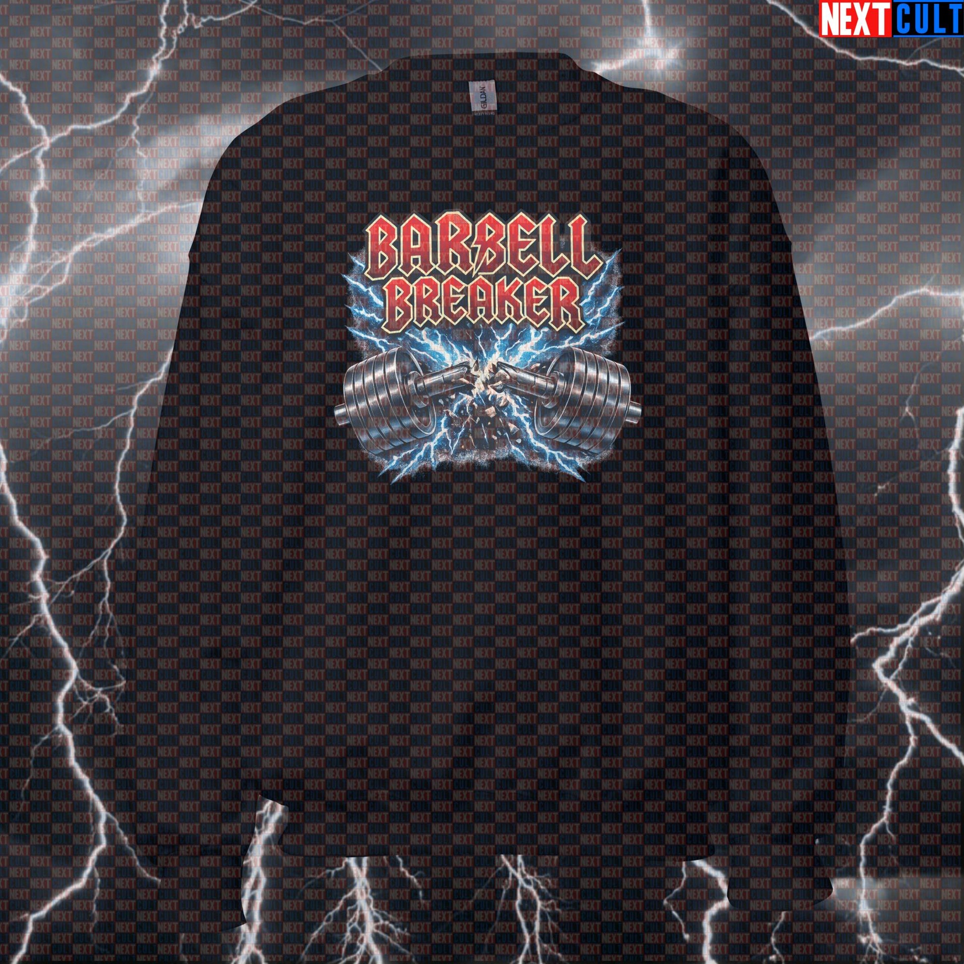 Barbell Breaker Funny Gym Sweatshirt Heavy Metal Workout Sweatshirt Bar Breaker Lifting Meme Crewneck Sweatshirts AC/DC Bodybuilding Fitness Gym Powerlifting Pump Cover Rock Music Workout Next Cult Brand