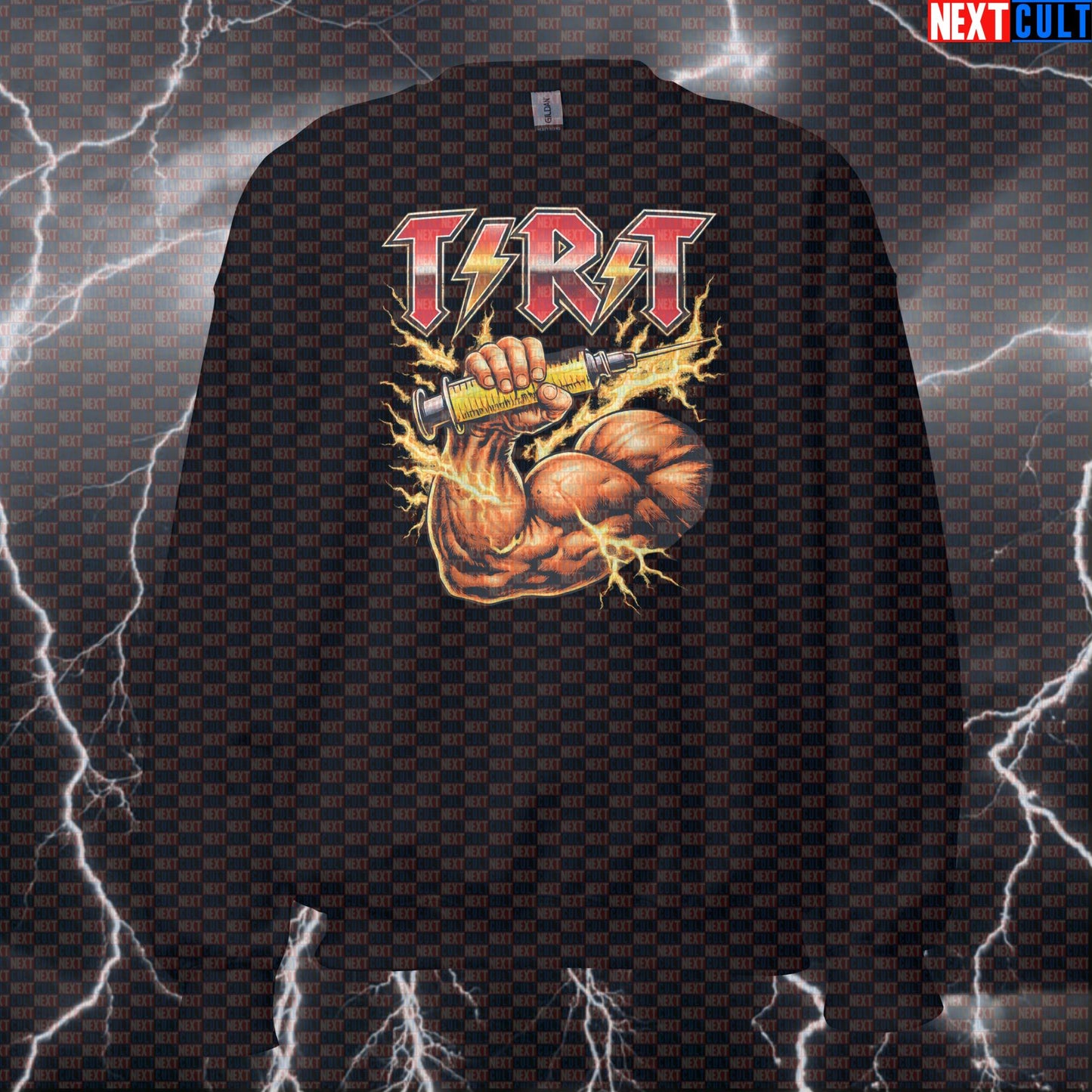 TRT Funny Gym Sweatshirt AC/DC Heavy Metal Rock Music TNT Parody Crewneck for Lifters Sweatshirts AC/DC Bodybuilding Fitness Gym Pump Cover Rock Music Steroids Workout Next Cult Brand