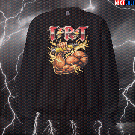 TRT Funny Gym Sweatshirt AC/DC Heavy Metal Rock Music TNT Parody Crewneck for Lifters Sweatshirts AC/DC Bodybuilding Fitness Gym Pump Cover Rock Music Steroids Workout Next Cult Brand