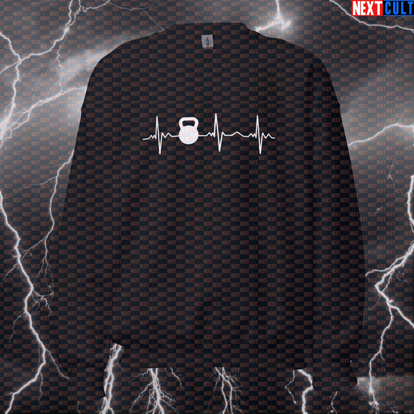 Kettlebell Heartbeat Funny Gym Sweatshirt Crewneck Pump Cover Pullover Sweater for Lifters Workout Fans Sweatshirts Bodybuilding Fitness Gym Kettlebell Pump Cover Workout Next Cult Brand