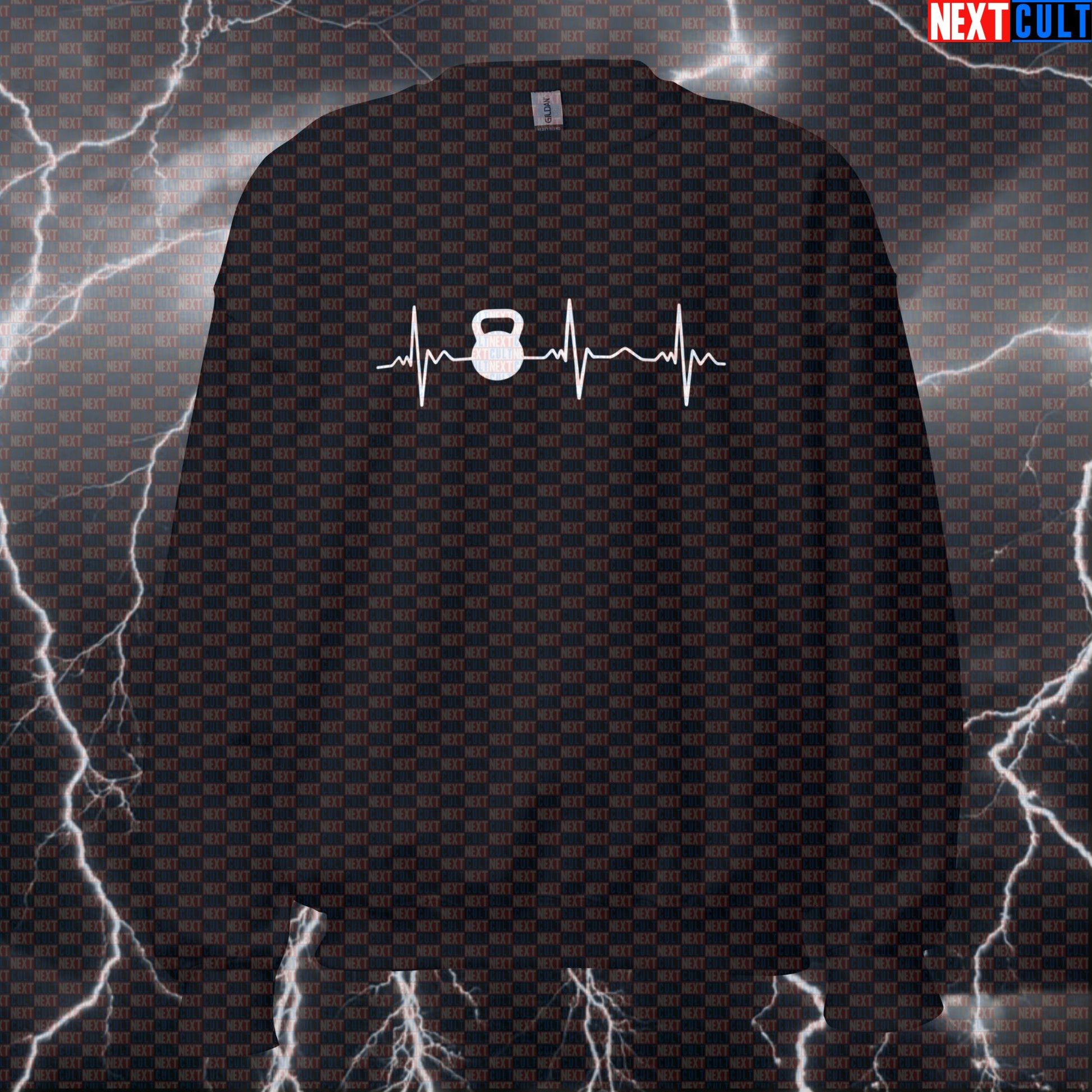 Kettlebell Heartbeat Funny Gym Sweatshirt Crewneck Pump Cover Pullover Sweater for Lifters Workout Fans Sweatshirts Bodybuilding Fitness Gym Kettlebell Pump Cover Workout Next Cult Brand