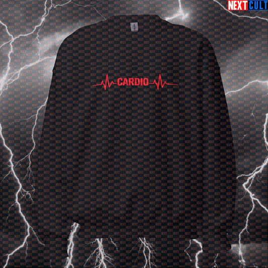 Cardio Heartbeat Funny Gym Sweatshirt for Runners, Cyclists, and Cardio Lover Fitness Memes Sweatshirts Cardio Fitness Gym Pump Cover Workout Next Cult Brand