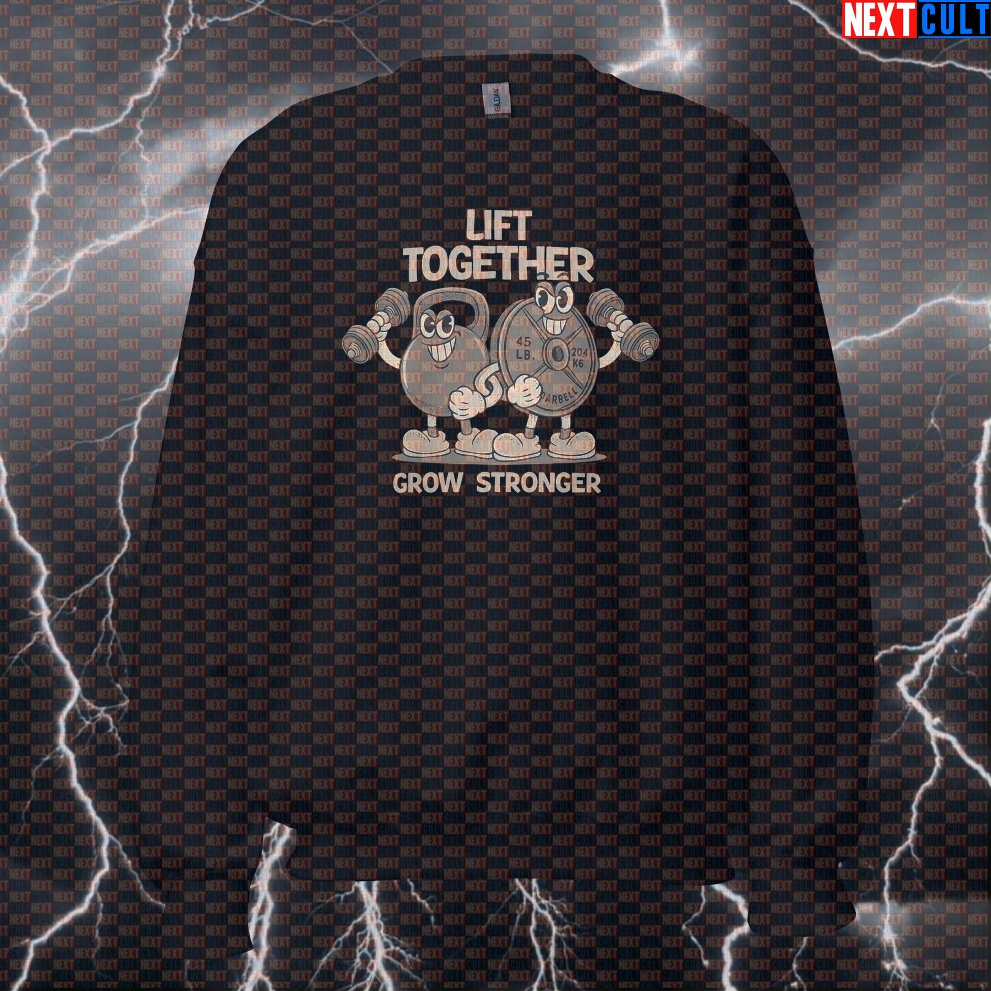 Lift Together Grow Stronger Funny Gym Sweatshirt for Gym Buddies Who Train Together Bodybuilding Fitness Gym Kettlebell Powerlifting Pump Cover Workout Next Cult Brand