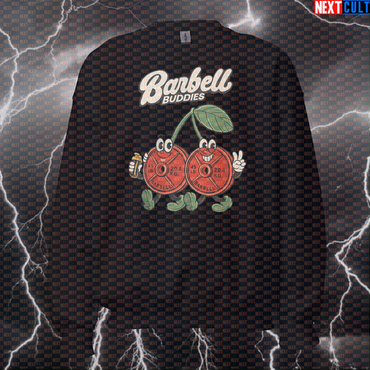 Barbell Buddies Funny Gym Sweatshirt for Friendship, Gym Buddies, and Lifting Together Bodybuilding Fast Food Fitness Gym Powerlifting Pump Cover Workout Next Cult Brand