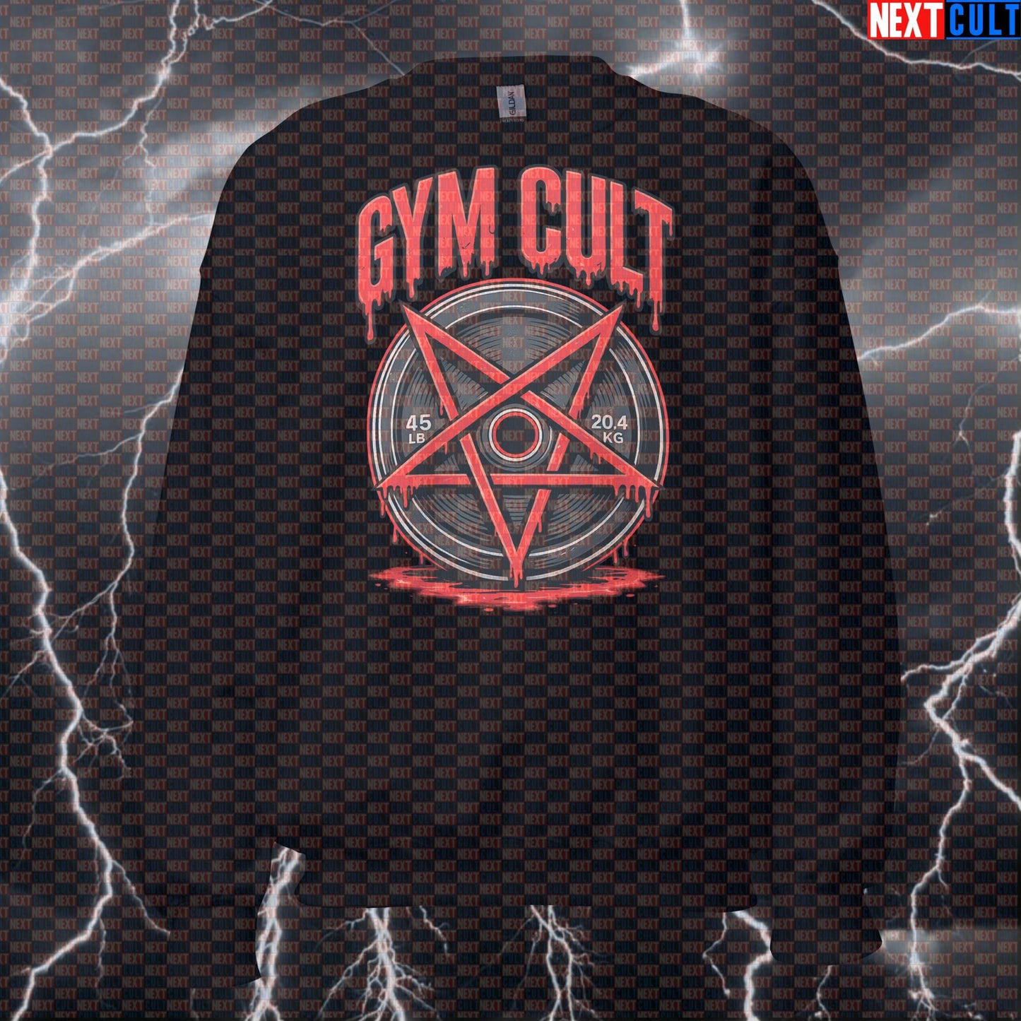 Gym Cult Funny Gym Sweatshirt Occult Barbell Meme – Powerlifting Bodybuilding Workout Crewneck Gym Sweatshirt Sweatshirts Next Cult Brand