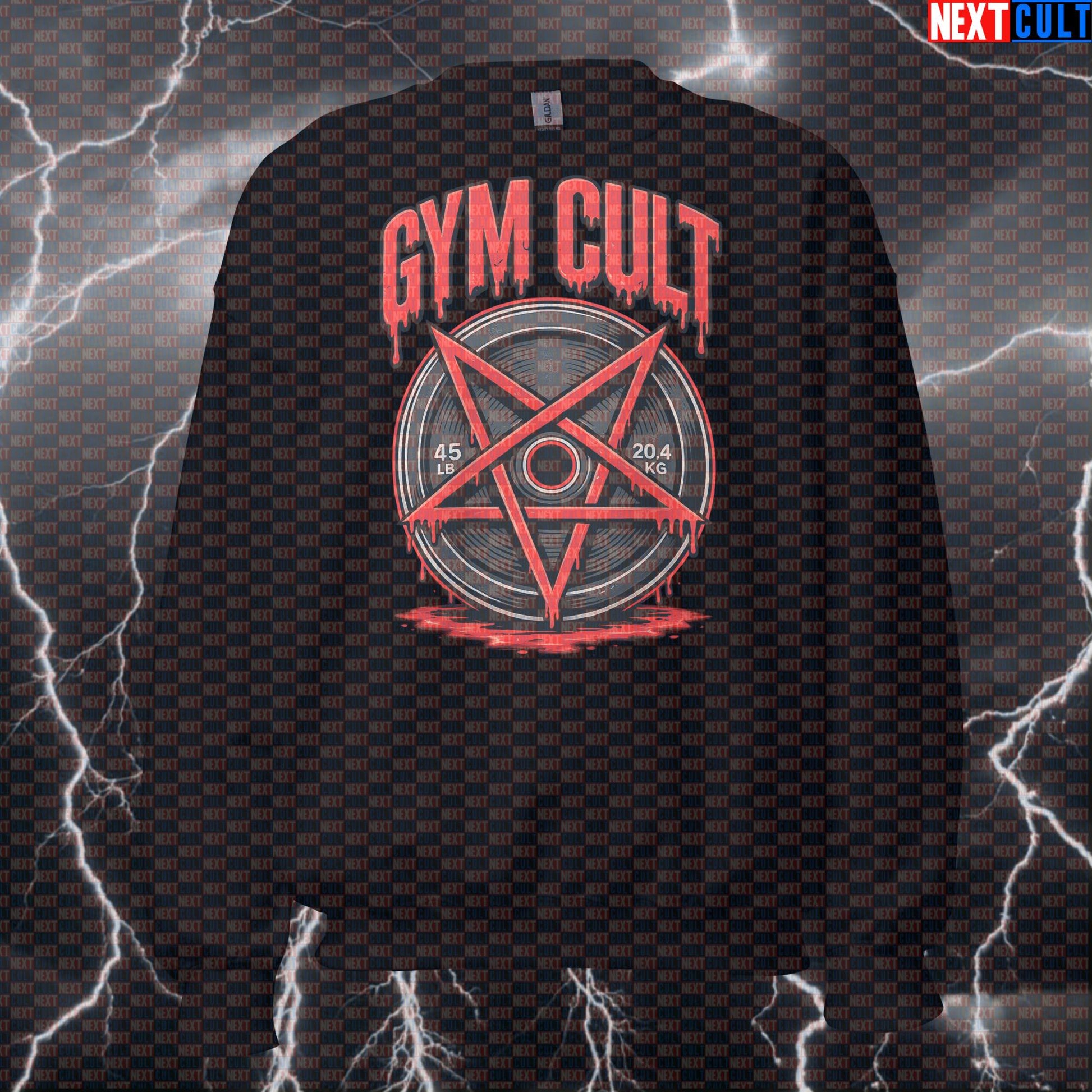 Gym Cult Funny Gym Sweatshirt Occult Barbell Meme – Powerlifting Bodybuilding Workout Crewneck Gym Sweatshirt Sweatshirts Next Cult Brand