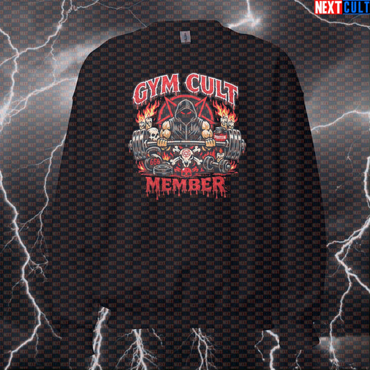 Gym Cult Member Funny Gym Sweatshirt Occult Lifting Meme – Bodybuilding Powerlifting Workout Crewneck Gym Sweatshirt Sweatshirts Next Cult Brand