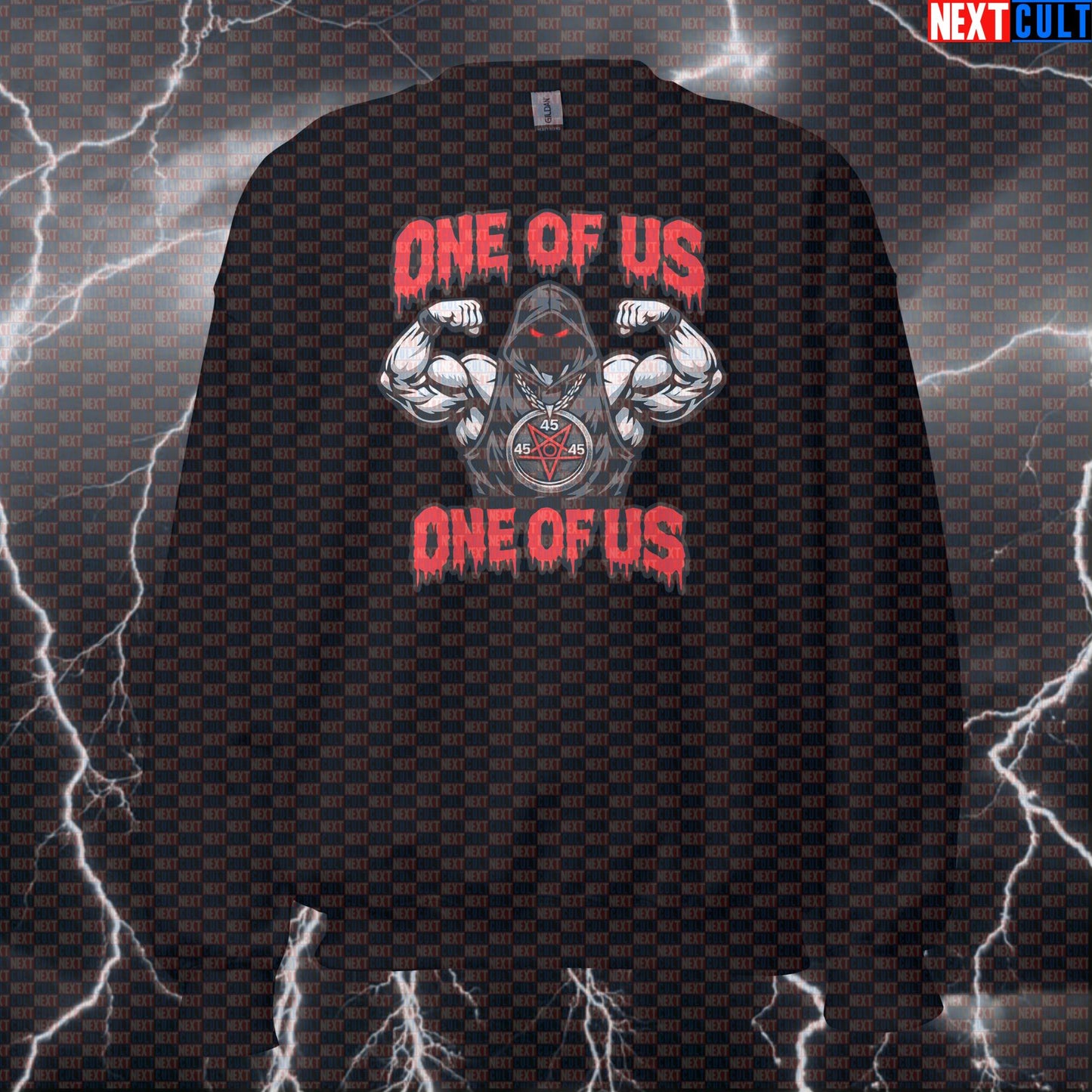 One of Us One of Us Gym Cult Member Funny Gym Sweatshirt Meme Bodybuilding Powerlifting Workout Crewneck Sweatshirts Next Cult Brand
