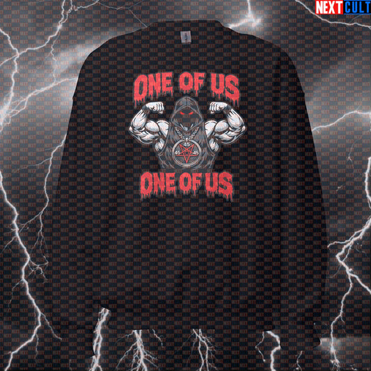 One of Us One of Us Gym Cult Member Funny Gym Sweatshirt Meme Bodybuilding Powerlifting Workout Crewneck Sweatshirts Next Cult Brand