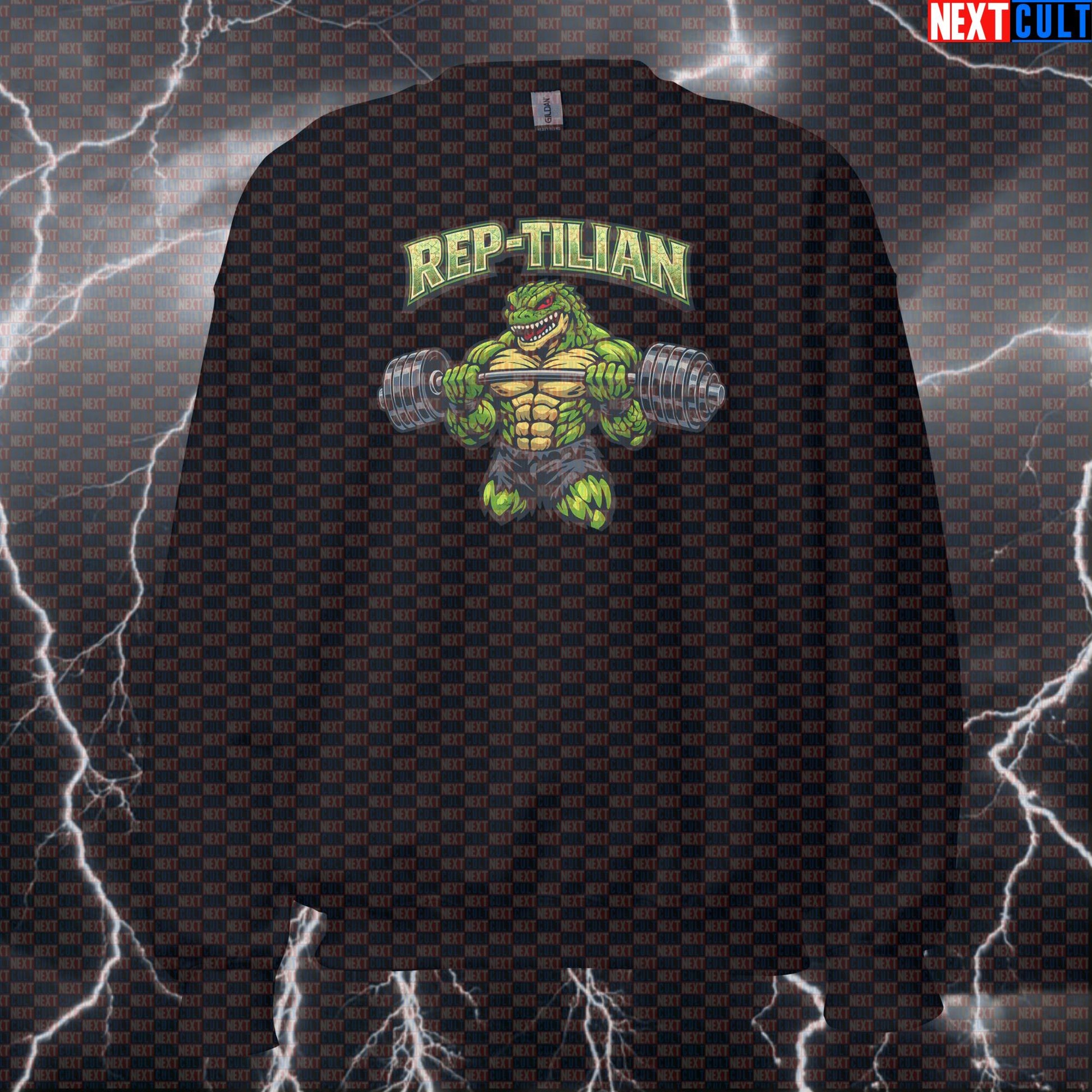 Rep-Tilian Funny Gym Sweatshirt Reptile Reptilian Lifting Meme Workout Sweatshirt Bodybuilding Powerlifting Crewneck Sweatshirts Next Cult Brand