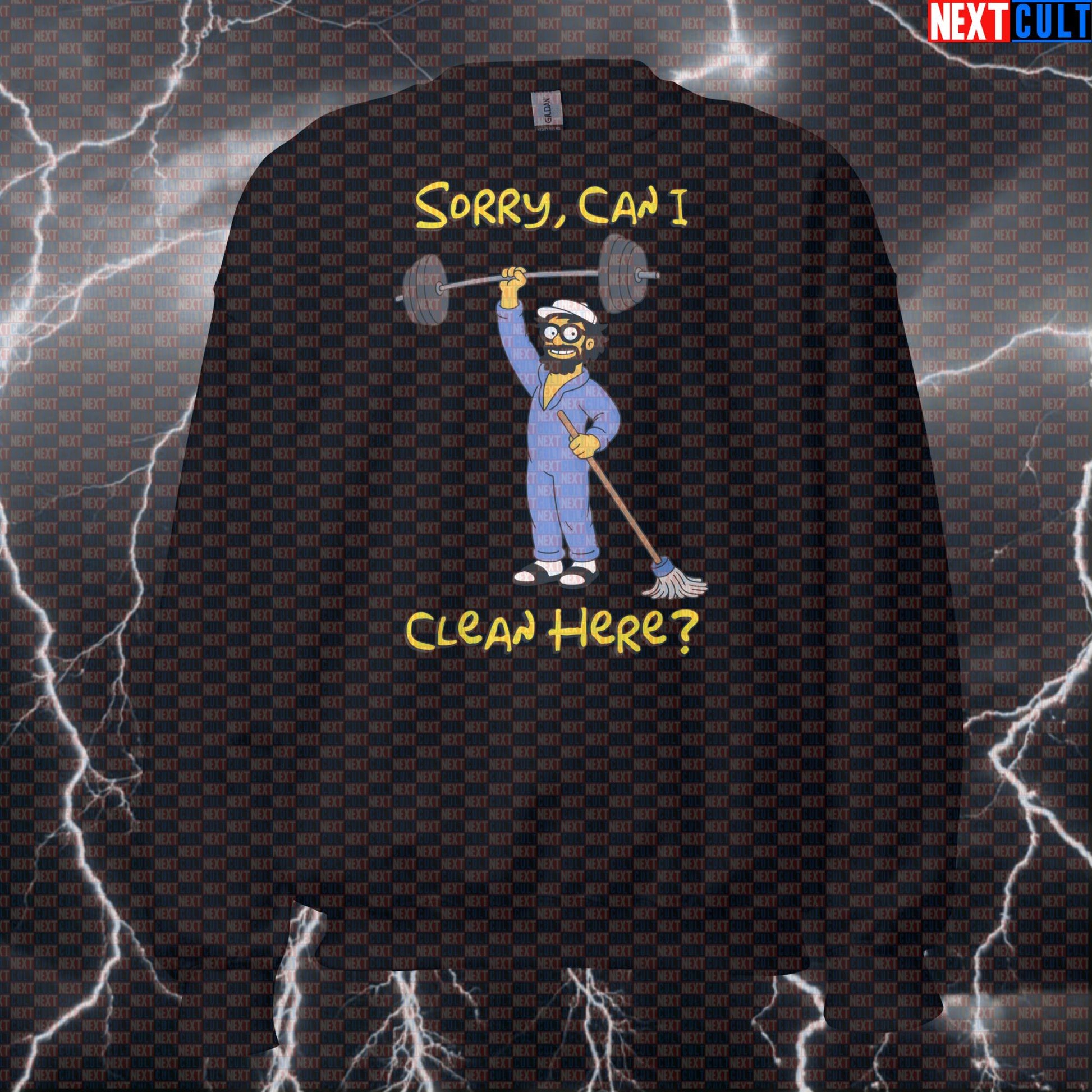 Sorry Can I Clean Here Funny Gym Sweatshirt Crewneck Pump Cover Pullover Sweater Anatoly Gym Meme for Lifters Sweatshirts Next Cult Brand