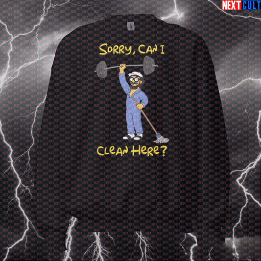 Sorry Can I Clean Here Funny Gym Sweatshirt Crewneck Pump Cover Pullover Sweater Anatoly Gym Meme for Lifters Sweatshirts Next Cult Brand