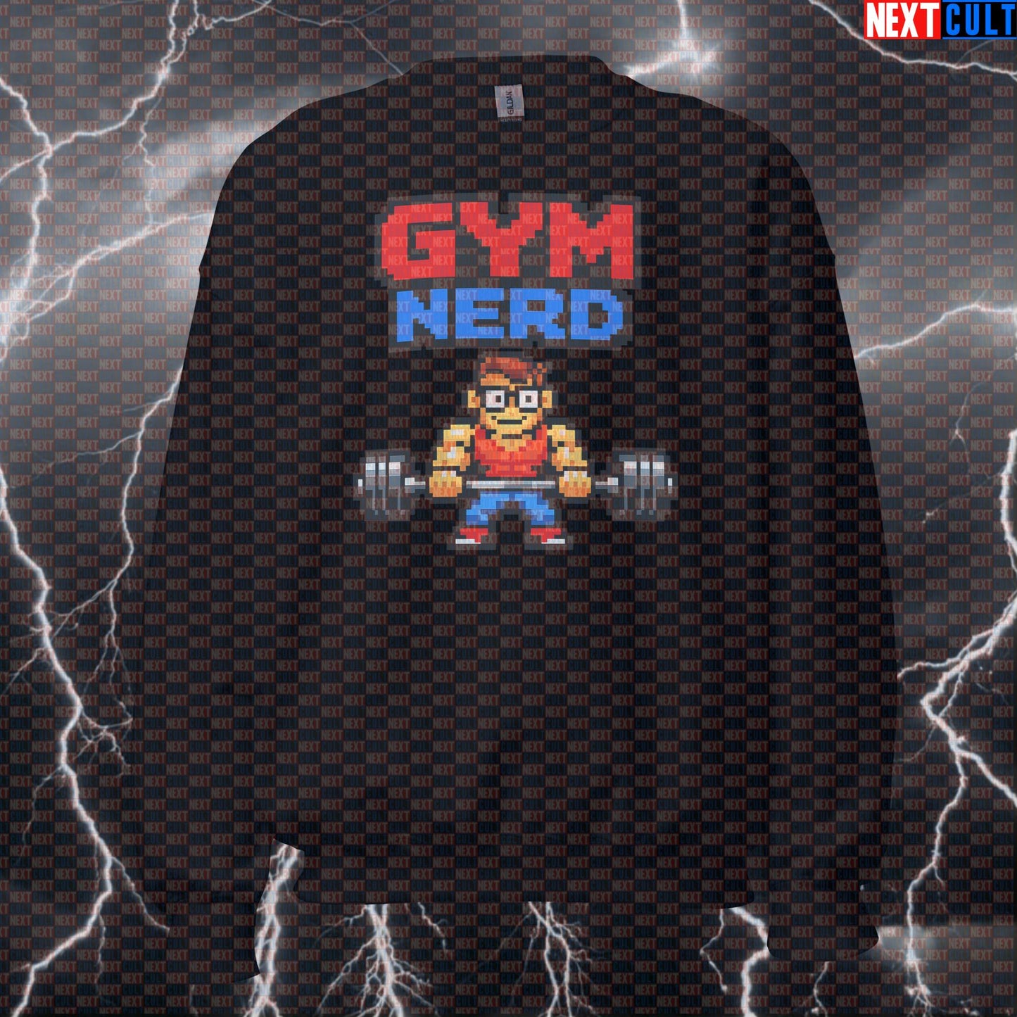 Gym Nerd Funny Gym Sweatshirt Pixel Lifter Meme Crewneck Workout Sweatshirt Bodybuilding Powerlifting Bodybuilding Fitness Gym Powerlifting Pump Cover Video Games Workout Next Cult Brand