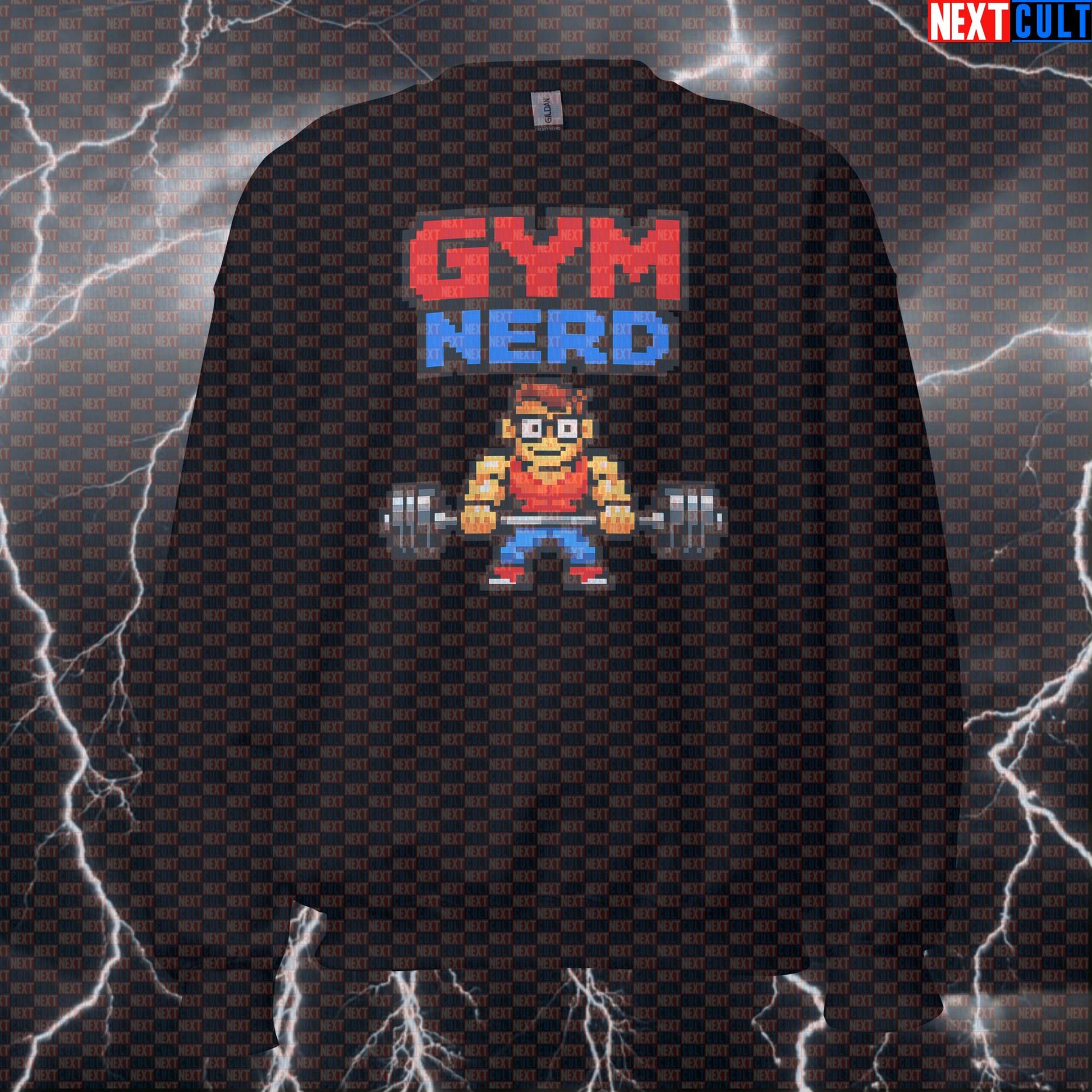 Gym Nerd Funny Gym Sweatshirt Pixel Lifter Meme Crewneck Workout Sweatshirt Bodybuilding Powerlifting Bodybuilding Fitness Gym Powerlifting Pump Cover Video Games Workout Next Cult Brand