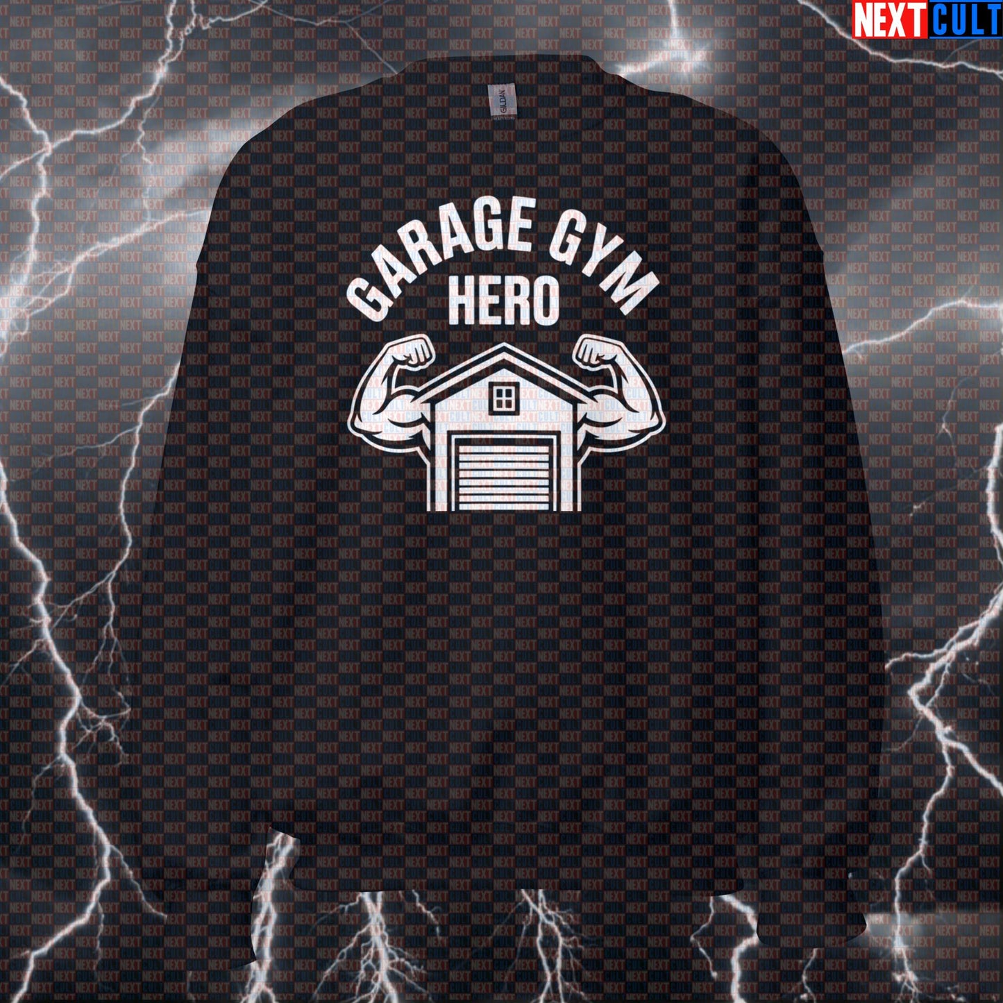 Garage Gym Hero Funny Gym Sweatshirt Crewneck Pump Cover Pullover Sweater for Home Gym Lifters Workout Fans Fitness Gym Home Gym Pump Cover Workout Next Cult Brand