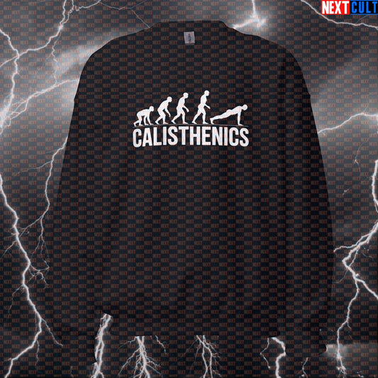Calisthenics Evolution Funny Gym Sweatshirt Crewneck Pump Cover Pullover Sweater for Bodyweight Workout Fans Sweatshirts Next Cult Brand