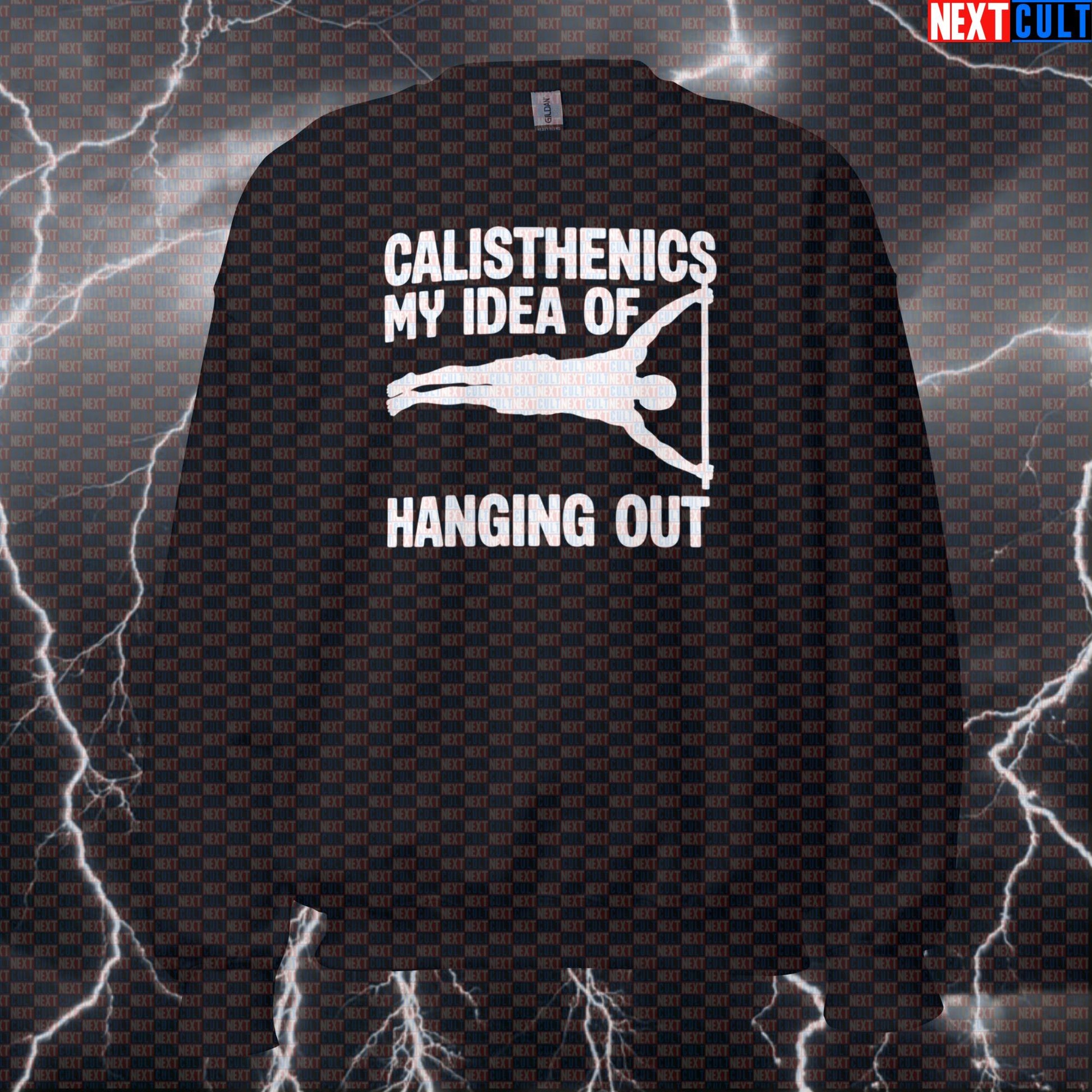 Calisthenics Is My Idea of Hanging Out Funny Gym Sweatshirt Crewneck Pump Cover Pullover Workout Sweater Top Calisthenics Fitness Gym Pump Cover Workout Next Cult Brand
