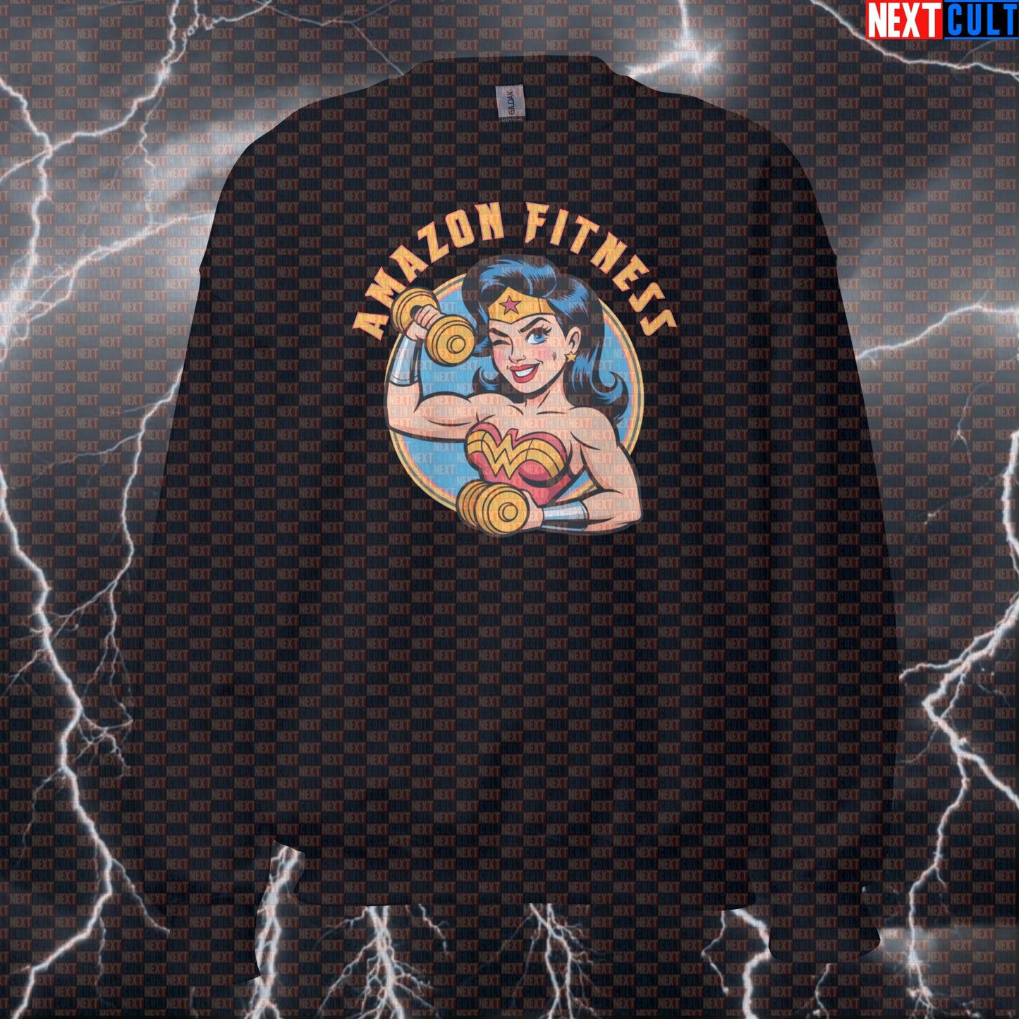 Amazon Fitness Hero Funny Gym Sweatshirt Crewneck Pump Cover Pullover Sweater for Lifters Wonder Woman Fans Sweatshirts Next Cult Brand