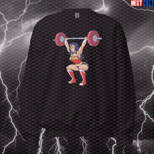 Wonder Snatch Wonder Woman Olympic Weightlifting Funny Gym Sweatshirt Superlift Snatches Workout Sweatshirt Fitness Meme Pullover Sweatshirts Bodybuilding Films Fitness Gym Justice League Olympic Weightlifting Pump Cover Superheroes Wonder Woman Workout Next Cult Brand