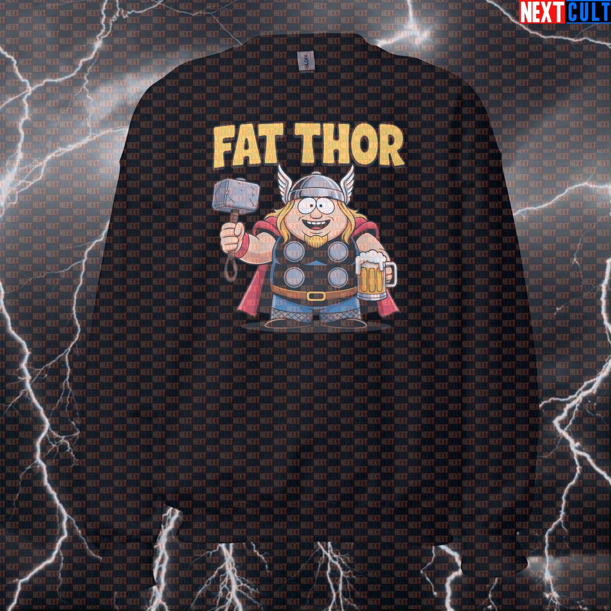 Fat Thor Funny Gym Sweatshirt Crewneck Pump Cover Pullover Sweater for Lifters Gymbros Beer Workout Humor Sweatshirts Next Cult Brand