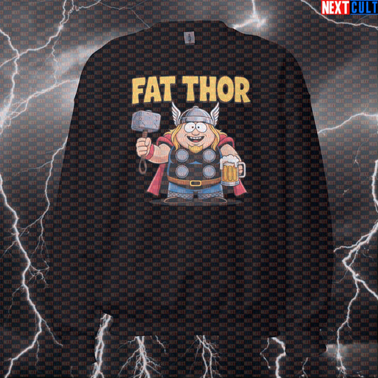 Fat Thor Funny Gym Sweatshirt Crewneck Pump Cover Pullover Sweater for Lifters Gymbros Beer Workout Humor Sweatshirts Next Cult Brand