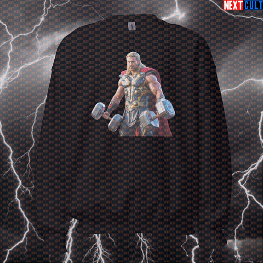 Thor Pump Cover Funny Gym Sweatshirt Crewneck Pullover Sweater Workout Sweatshirt for Lifters Superhero Gym Bros Sweatshirts Next Cult Brand